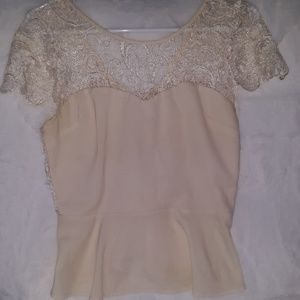 cream lace peplum top